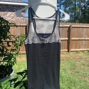 American Eagle Outfitter M Black Tank with Grey Lace Embellishment.